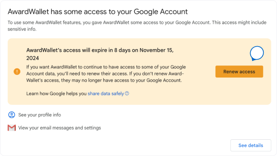 Screenshot of extending access